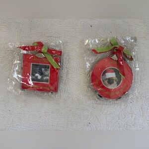 NEW Christmas Pet themed Dog or Cat Picture Frame OR Ornament Set - Dogs & Cats
